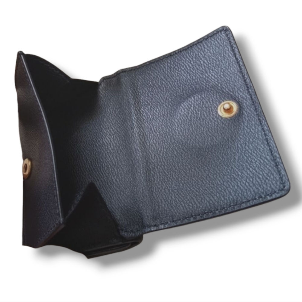 Versace Unisex Mini Trifold Black Leather Wallet with Gold Medusa Logo - Picture 11 of 12